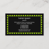 Carte De Visite Bordure de Tulipe - Chartreuse Vert sur Noir (Dos)