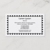 Carte De Visite Bordure de tulipe - Noir sur Blanc (Dos)