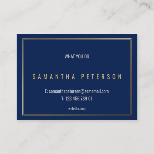 Carte De Visite Bordure d'effet or, bleu professionnel (Dos)