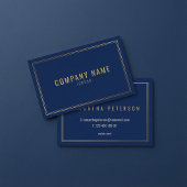 Carte De Visite Bordure d'effet or, bleu professionnel