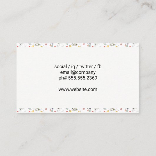 Carte De Visite Bordure d'éléments floraux élégants (Dos)