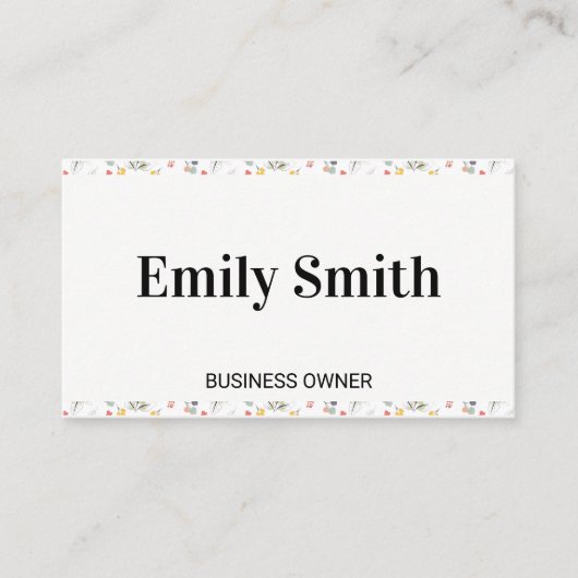 Carte De Visite Bordure d'éléments floraux élégants (Devant)