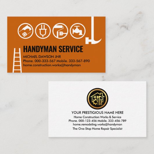 Carte De Visite Bordure des outils main simple (Devant / Derrière)