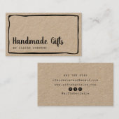 Carte De Visite Bordure dessinée à la main moderne rustique artisa (Devant / Derrière)