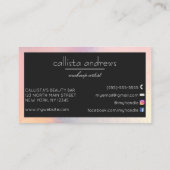 Carte De Visite Bordure d'iridescente élégante noire moderne (Dos)