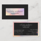 Carte De Visite Bordure d'iridescente élégante noire moderne (Devant / Derrière)