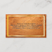 Carte De Visite Bordure d'or | Arrière - plan de grains de bois (Dos)