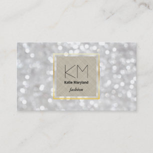 Carte De Visite Bordure d'or du Bokeh blanc