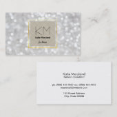 Carte De Visite Bordure d'or du Bokeh blanc (Devant / Derrière)