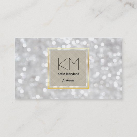 Carte De Visite Bordure d'or du Bokeh blanc (Devant)