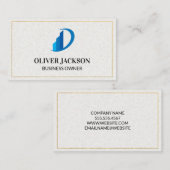 Carte De Visite Bordure d'or | Icône bleue | Texture papier (Devant / Derrière)