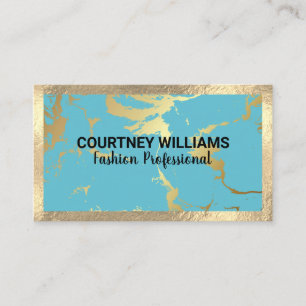 Carte De Visite Bordure d'or Marbre Turquoise d'or