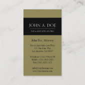 Carte De Visite Bordure d'or noir et antique du procureur (Dos)