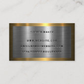 Carte De Visite Bordure dorée | Fond métallisé argent (Dos)