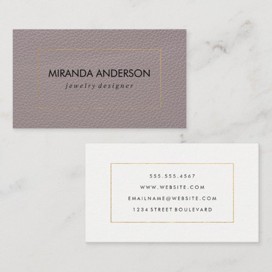 Carte De Visite Bordure dorée noire | Cuir (Devant / Derrière)