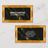 Carte De Visite Bordure d'ossature or | Arrière - plan en marbre n (Devant / Derrière)