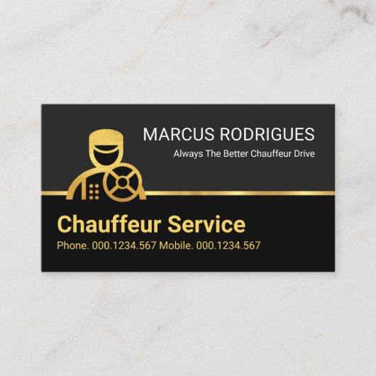 Carte De Visite Bordure du conducteur de chauffeur d'or (Devant)