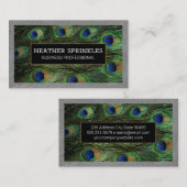 Carte De Visite Bordure du mur de texture | Plumes de paon (Devant / Derrière)