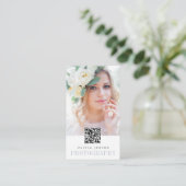 Carte De Visite Bordure élégante | Photographe QR Code vertical (Debout devant)