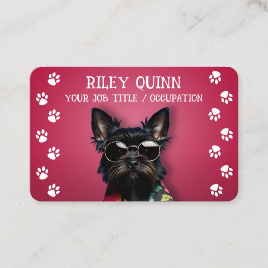 Carte De Visite Bordure Empreinte de patte de chien mignon (Devant)