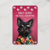 Carte De Visite Bordure Empreinte de patte de chien mignon (Devant)