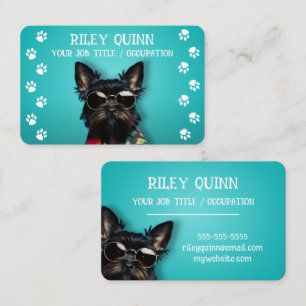 Carte De Visite Bordure Empreinte de patte de chien mignon