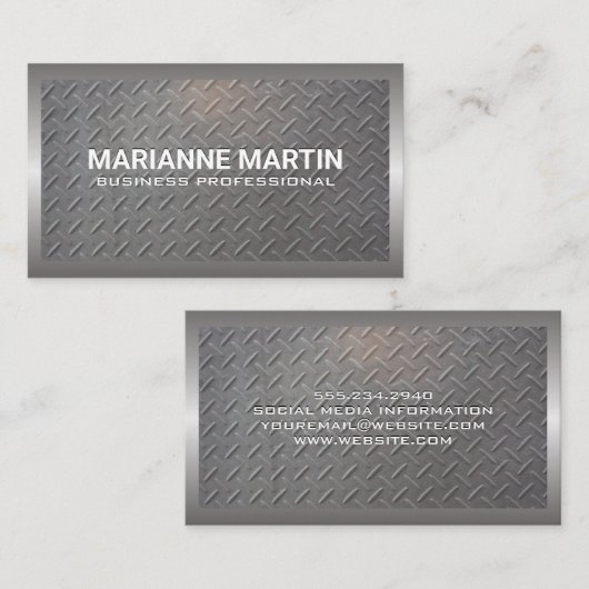 Carte De Visite Bordure en aluminium métallique | Motif en acier (Devant / Derrière)