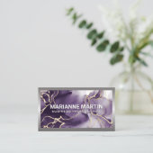 Carte De Visite Bordure en aluminium métallique | Or pourpre (Debout devant)