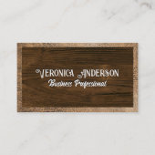 Carte De Visite Bordure en cuir | Grain de bois (Devant)