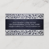 Carte De Visite Bordure en cuir noir Damas (Dos)