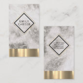 Carte De Visite Bordure en diamant de marbre Lignes or (Devant / Derrière)