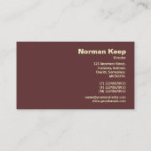 Carte De Visite Bordure étiquetée - Texte Brown incorporé (Dos)
