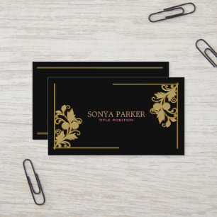 Carte De Visite Bordure florale dorée