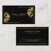 Carte De Visite Bordure florale dorée (Devant / Derrière)