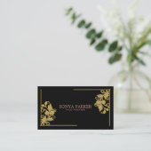 Carte De Visite Bordure florale dorée (Debout devant)