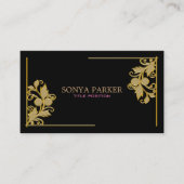 Carte De Visite Bordure florale dorée (Devant)