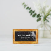 Carte De Visite Bordure Gold Fancy | Marbre noir (Debout devant)
