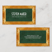 Carte De Visite Bordure Gold Fancy | Texture verte (Devant / Derrière)