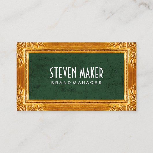 Carte De Visite Bordure Gold Fancy | Texture verte (Devant)