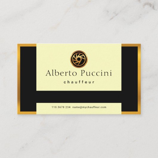 Carte De Visite Bordure Gold Rétro Élégante Tab Tab Descente Chauf (Devant)