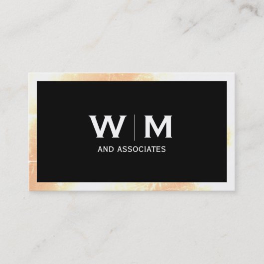 Carte De Visite Bordure grunge de monogramme exécutif (Devant)