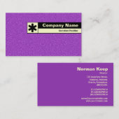 Carte De Visite Bordure marquée - Texte Embossé Violet (Devant / Derrière)