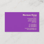 Carte De Visite Bordure marquée - Texte Embossé Violet (Dos)