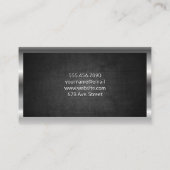 Carte De Visite Bordure métallique argentée Texture noire (Dos)