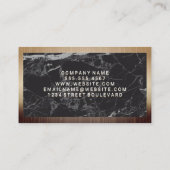 Carte De Visite Bordure métallique | Arrière - plan en marbre noir (Dos)