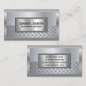 Carte De Visite Bordure métallique brossée | Poignée de Motif méta (Devant / Derrière)