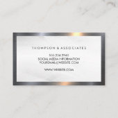 Carte De Visite Bordure métallique lisse | Arrière - plan Abstrait (Dos)