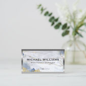 Carte De Visite Bordure métallique | Marbre bleu or (Debout devant)