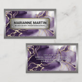 Carte De Visite Bordure métallique | Métallique | Marbre (Devant / Derrière)