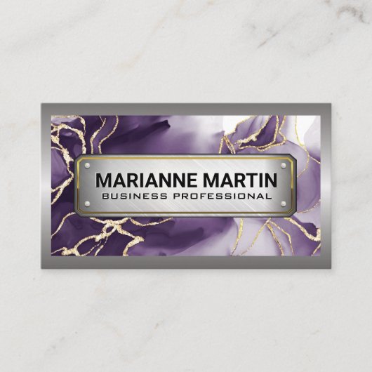 Carte De Visite Bordure métallique | Métallique | Marbre (Devant)
